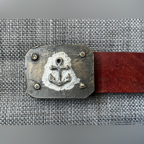 Replay Leather Men’s Anchor Plaque Belt - Picture 7 of 14